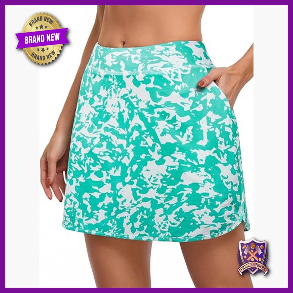 UPF 50+ Athletic Skort with Pockets High Rise Tennis Golf Running Workout